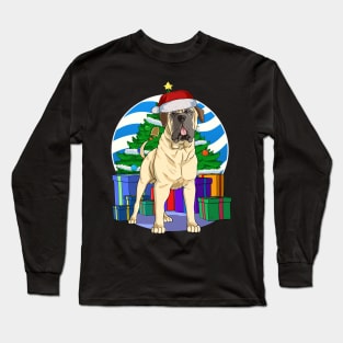 Funny English Mastiff Dog Cute Santa Christmas Gift Long Sleeve T-Shirt